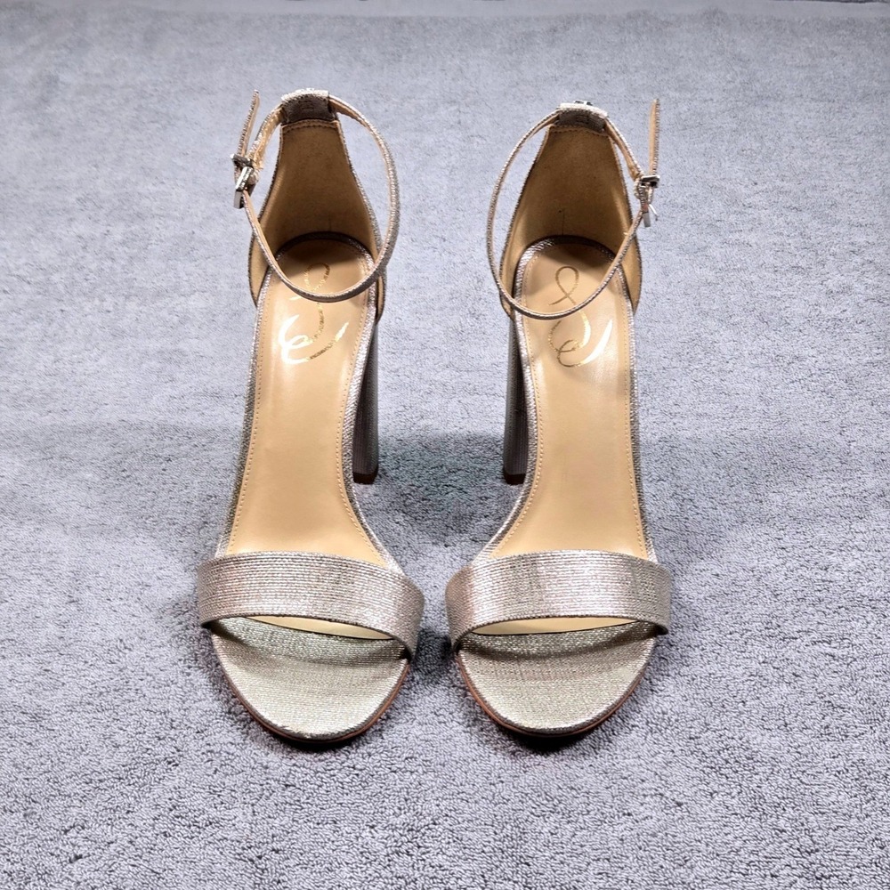 Sam Edelman Yaro Block Heel Sandals Womens 9M Champagne Silver Metallic - Picture 4 of 16